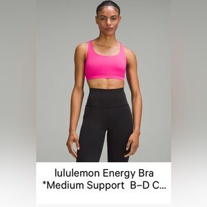 lululemon athletica sonic Pink Energy Bra size 12